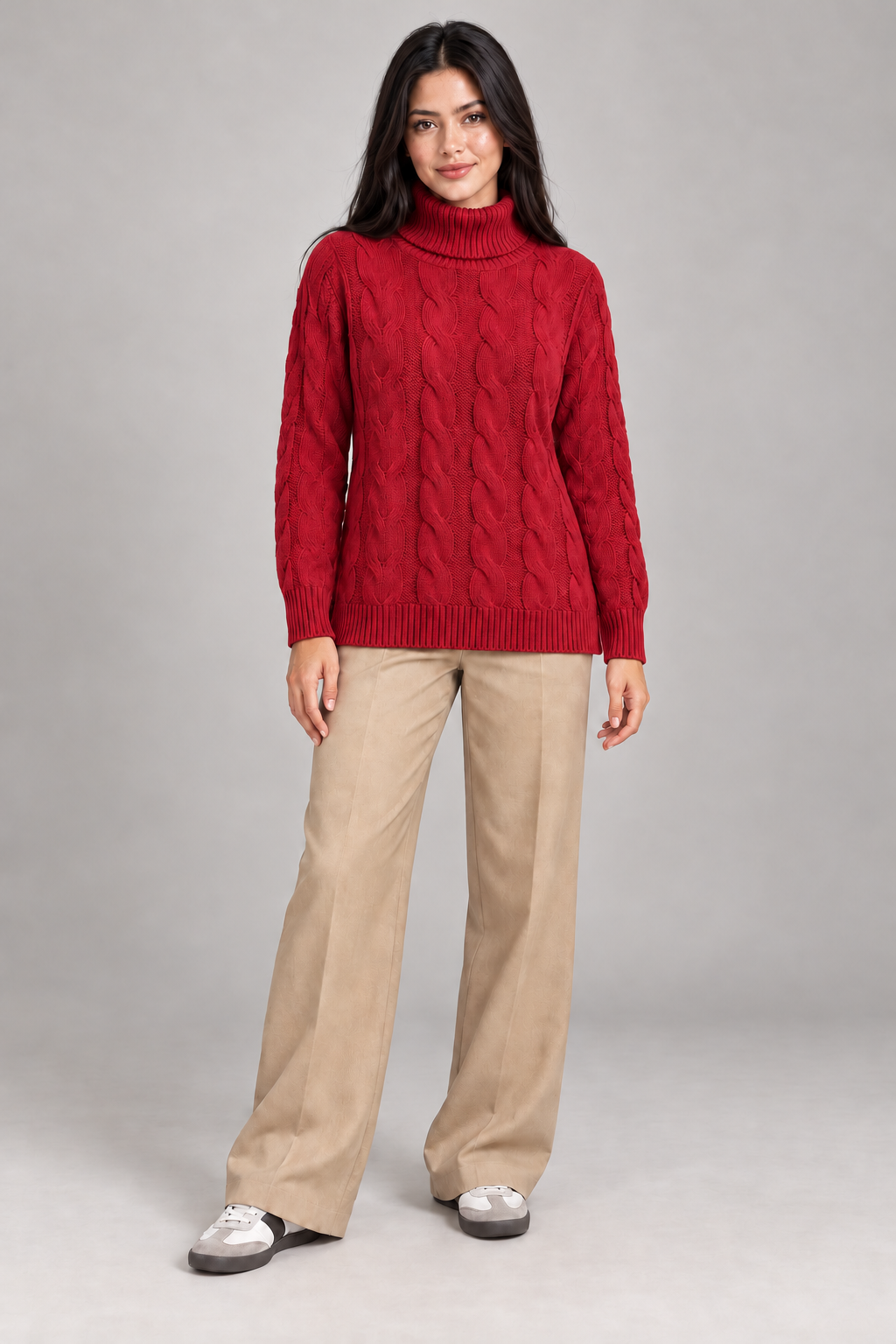 Rosevie Zopfstrick-Rollkragenpullover