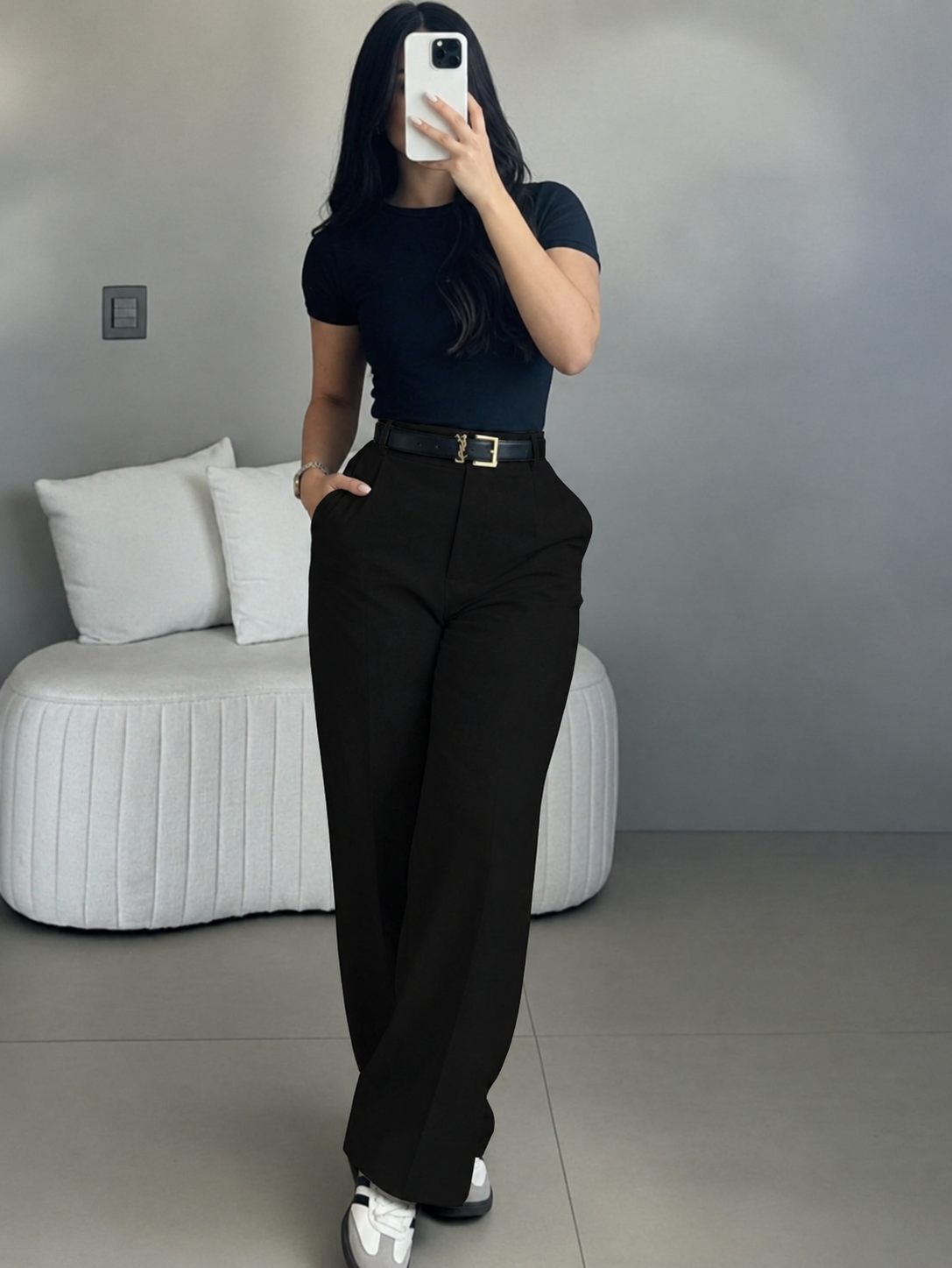 High-Waist-Hose mit weitem Bein