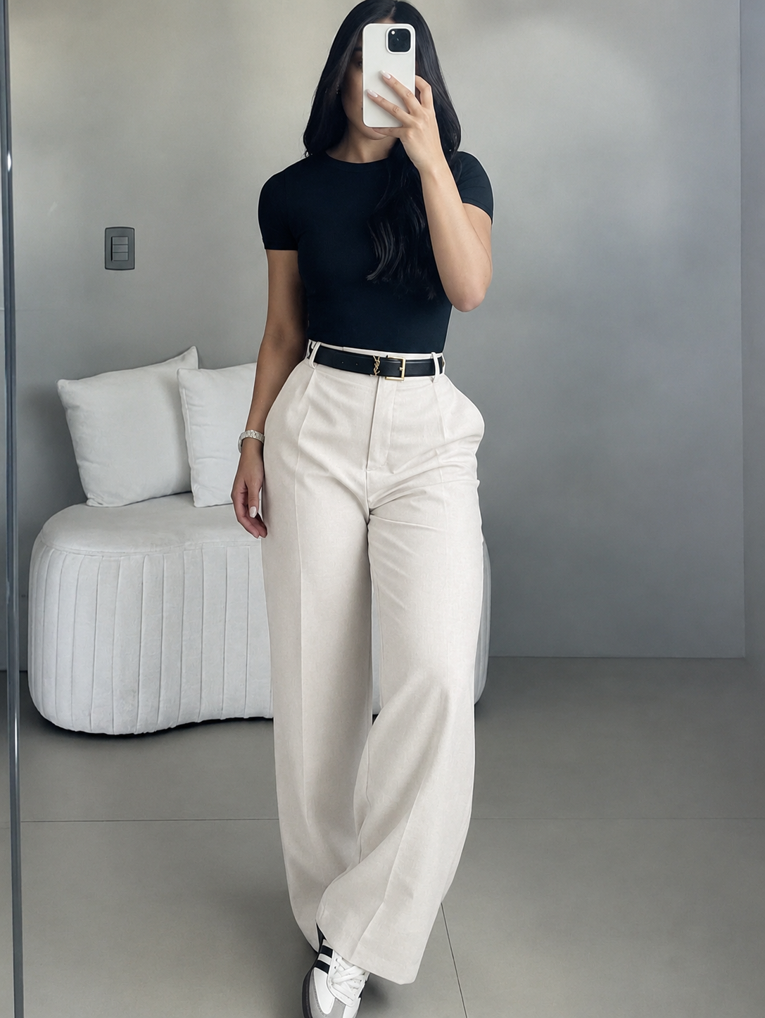 High-Waist-Hose mit weitem Bein