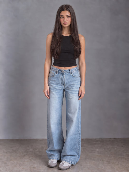Amerikanische Retro-Jeans mit weitem Bein