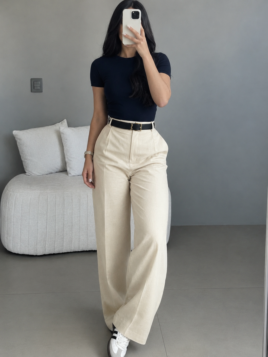 High-Waist-Hose mit weitem Bein