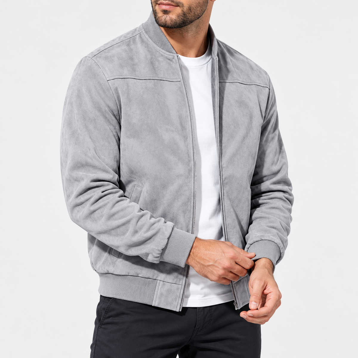 Bomberjacke Hellgrau am Model