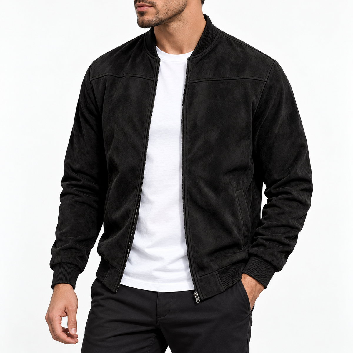 Bomberjacke Schwarz am Model