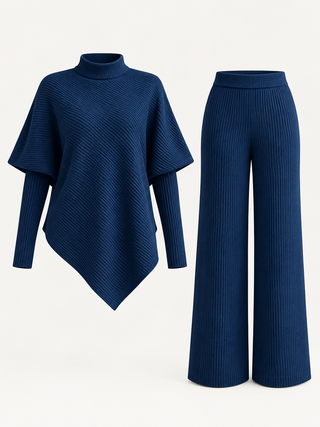 Strickzweiteiler mit asymmetrischem Rollkragenpullover