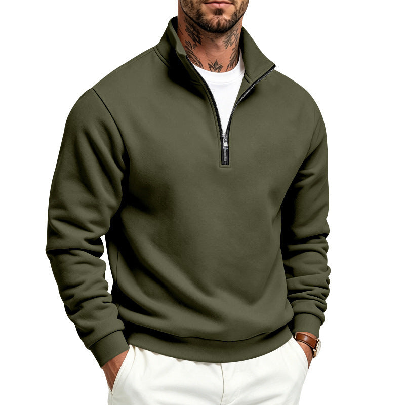 Herren Half-Zip-Pullover Olivgrün