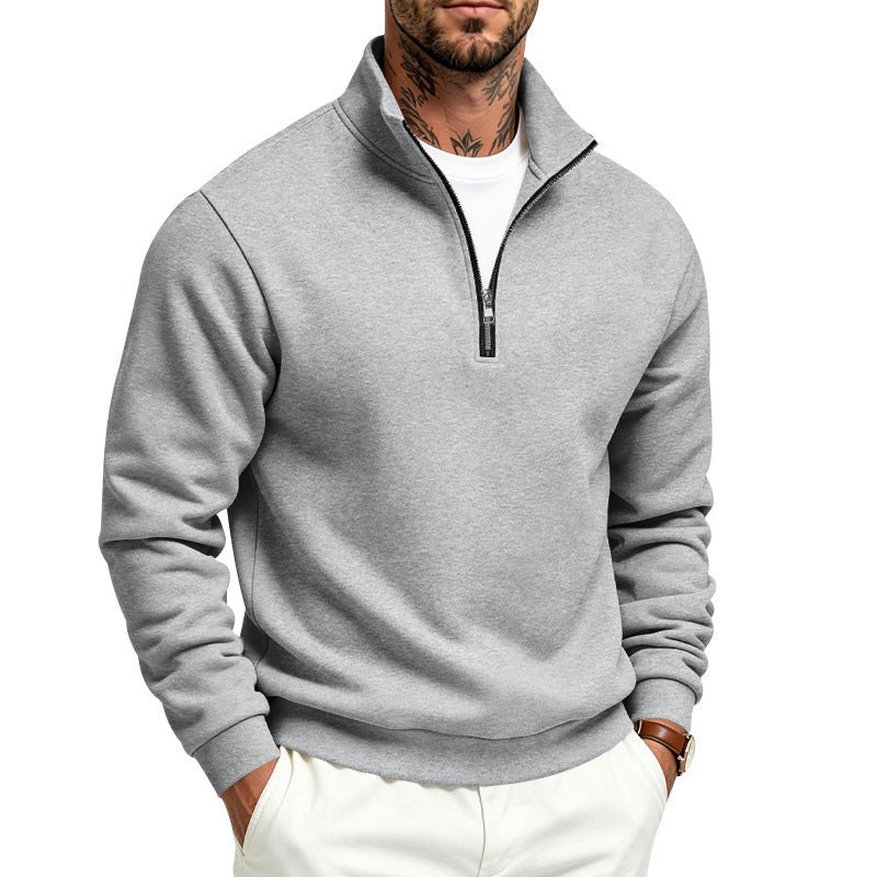 Herren Half-Zip-Pullover Hellgrau