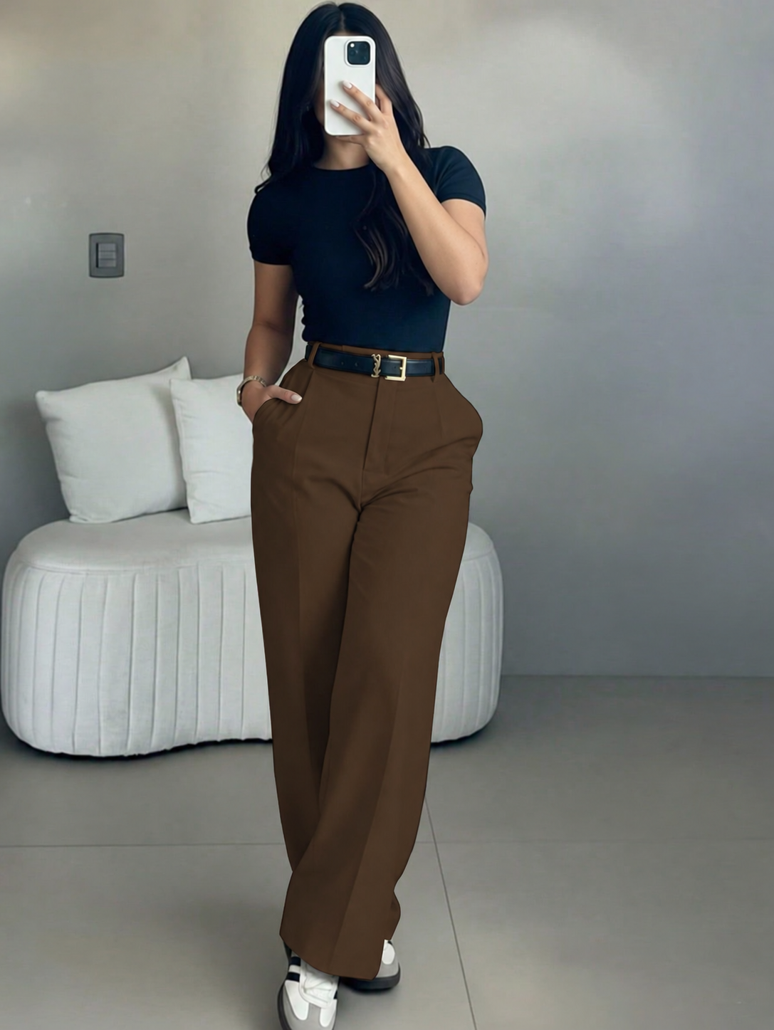 High-Waist-Hose mit weitem Bein