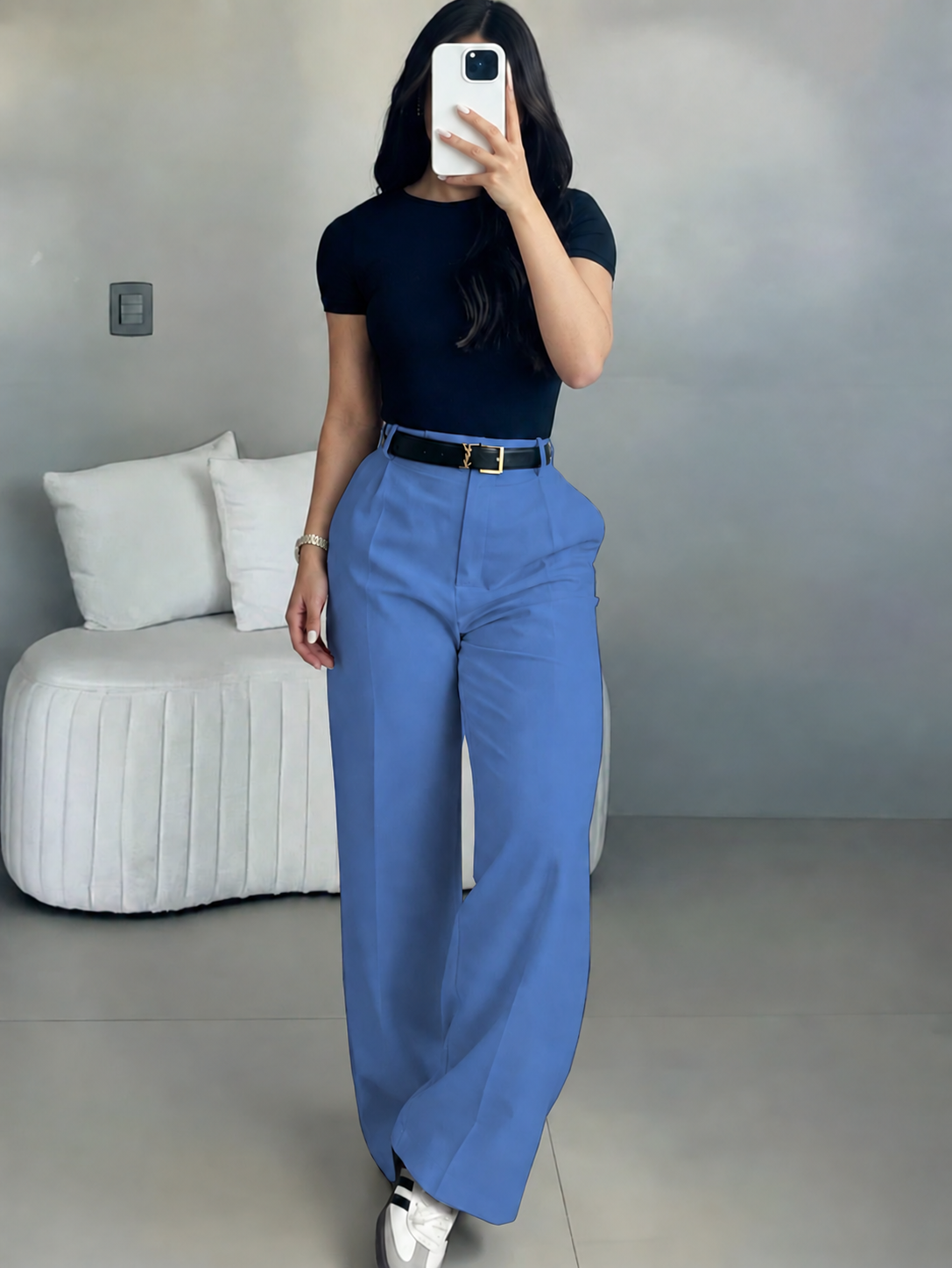 High-Waist-Hose mit weitem Bein