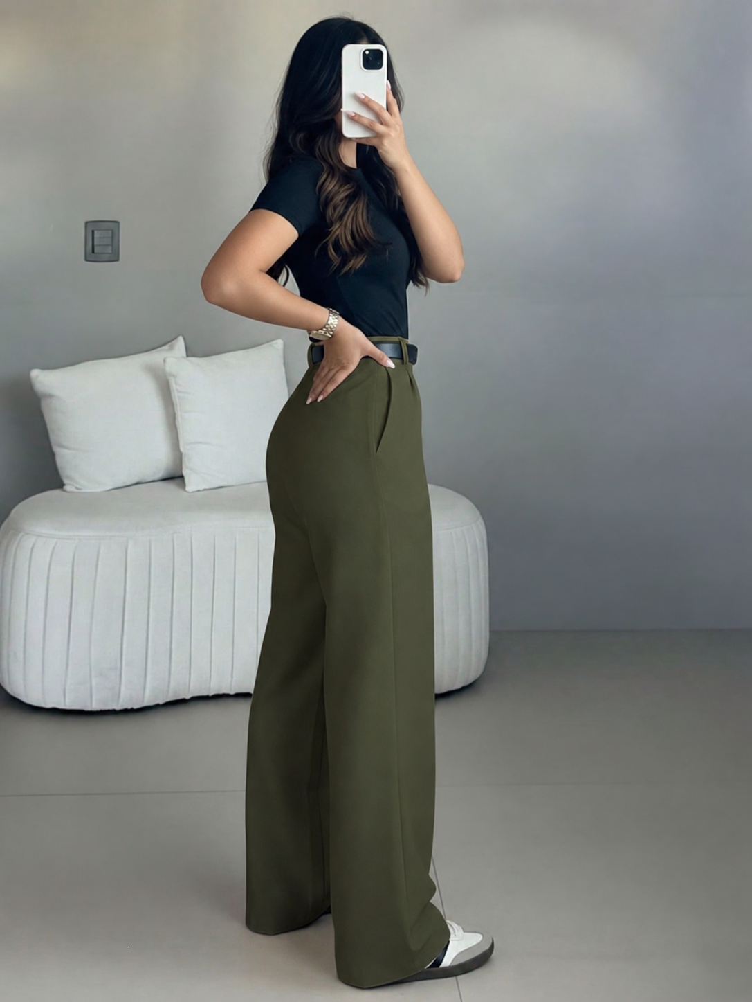 High-Waist-Hose mit weitem Bein