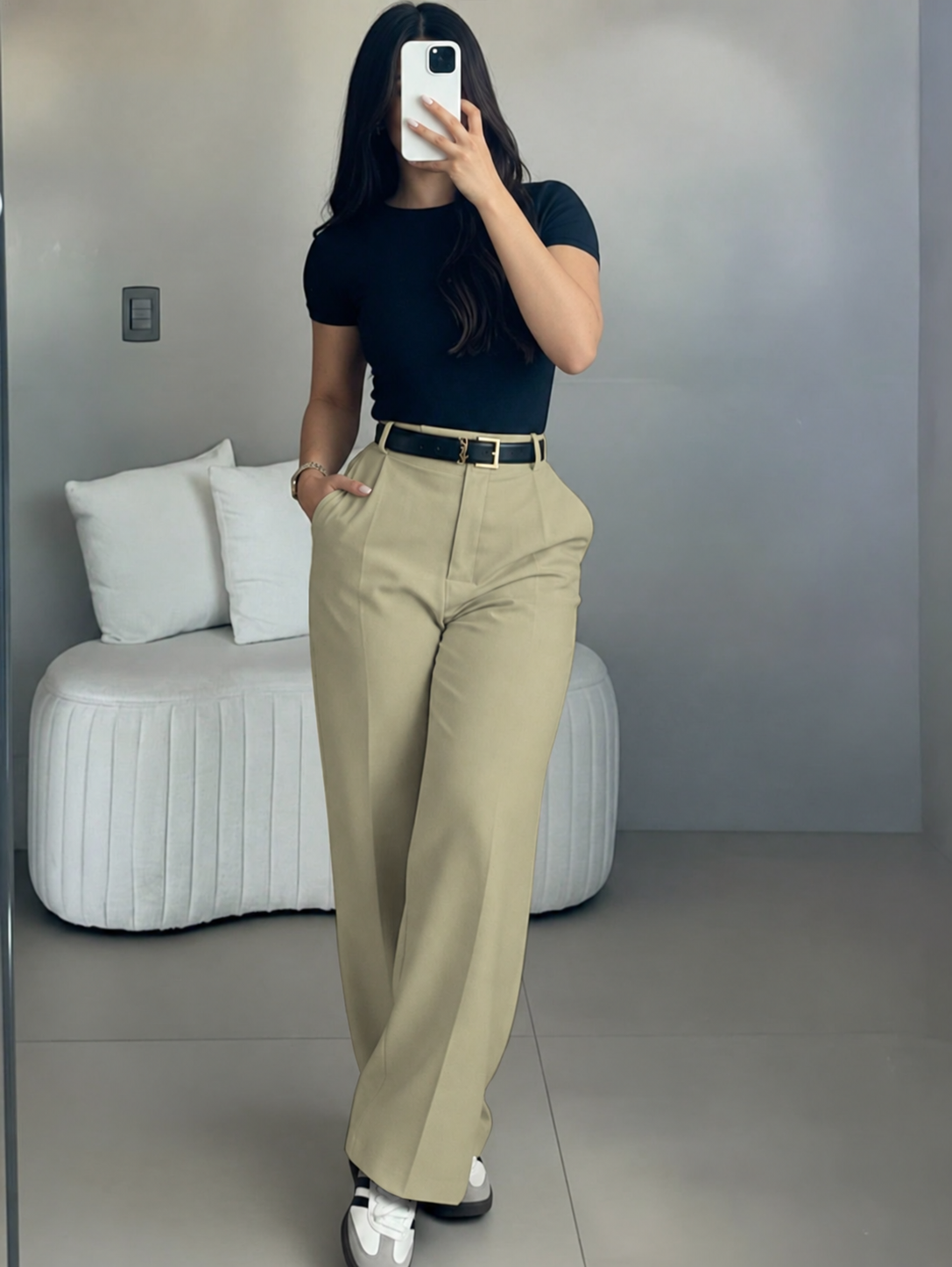 High-Waist-Hose mit weitem Bein