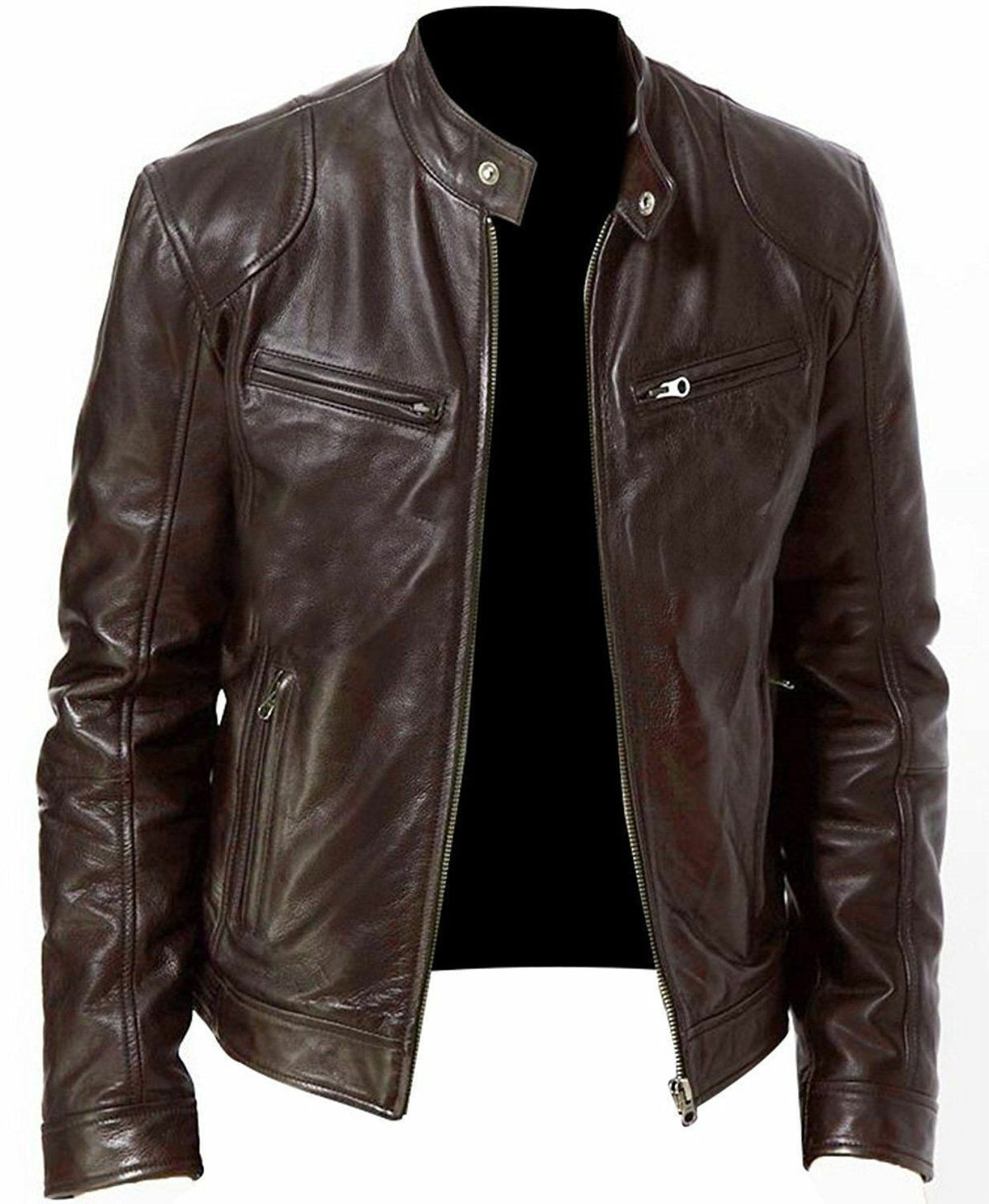 Bikerjacke Dunkelbraun – Produktansicht