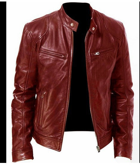 Bikerjacke Bordeauxrot – Produktansicht