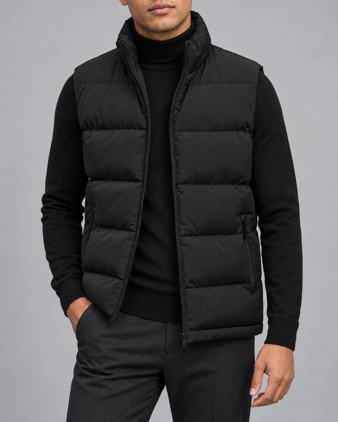 Steppweste Schwarz am Model