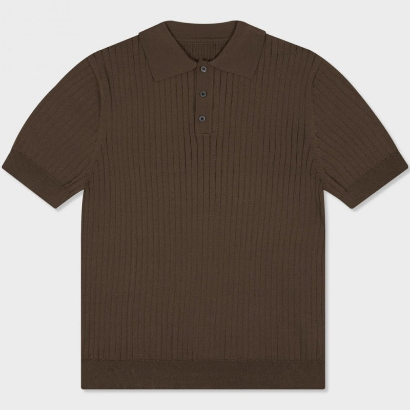 Rippstrick-Polo Braun – Produktansicht