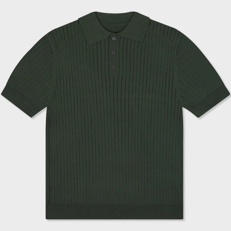 Rippstrick-Polo Tannengrün – Produktansicht