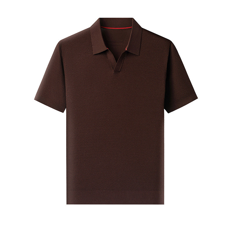Struktur-Strickpolo Espresso – Produktansicht