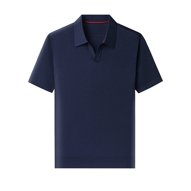 Struktur-Strickpolo Mitternachtsblau – Produktansicht