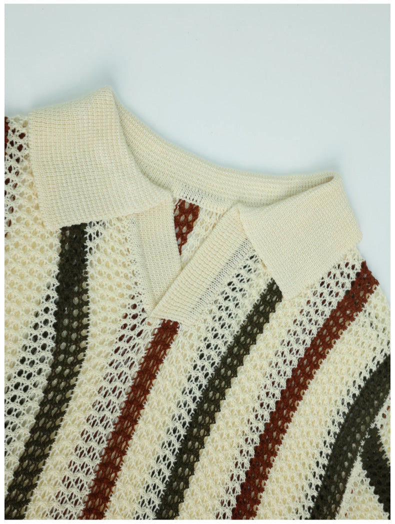 Streifen-Strickpolo – Kragendetail