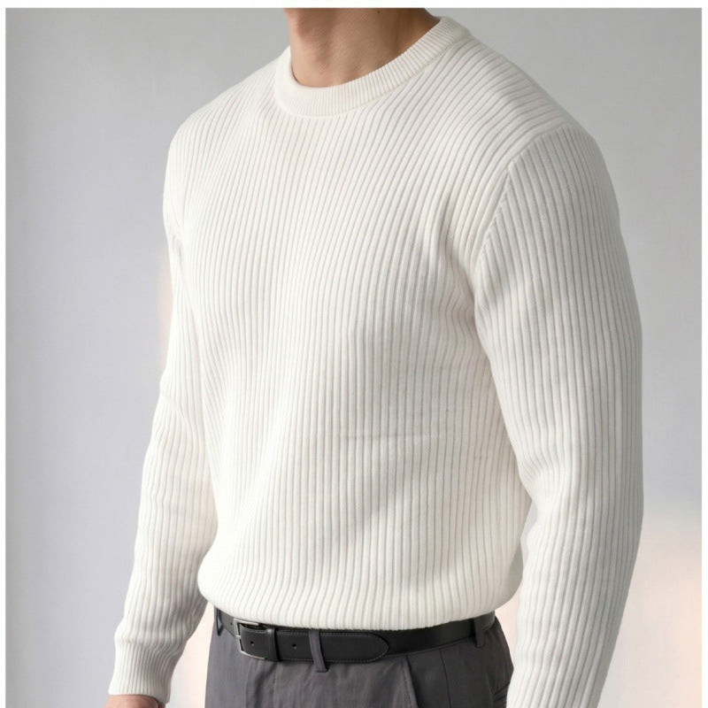 Herren Rippenstrickpullover Creme