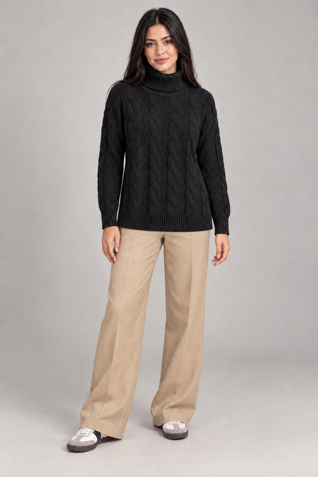 Rosevie Zopfstrick-Rollkragenpullover