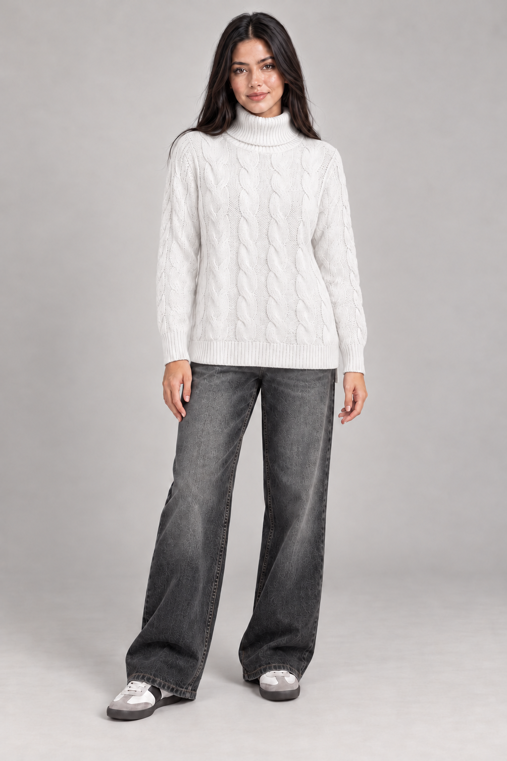 Rosevie Zopfstrick-Rollkragenpullover