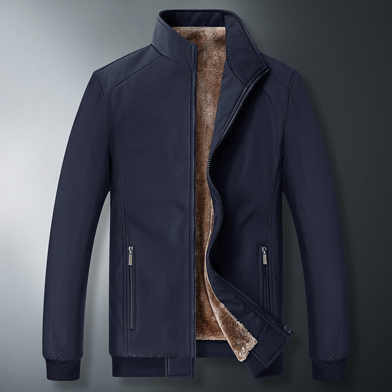 Gefütterte Jacke Marineblau / Innenfutter Braun – Produktansicht