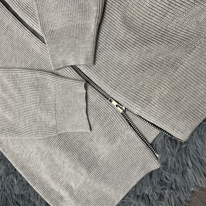 Strickjacke Hellgrau – Zwei-Wege-Reißverschluss