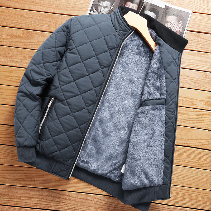 Rautensteppjacke Blaugrau – geöffnet mit Innenfutter