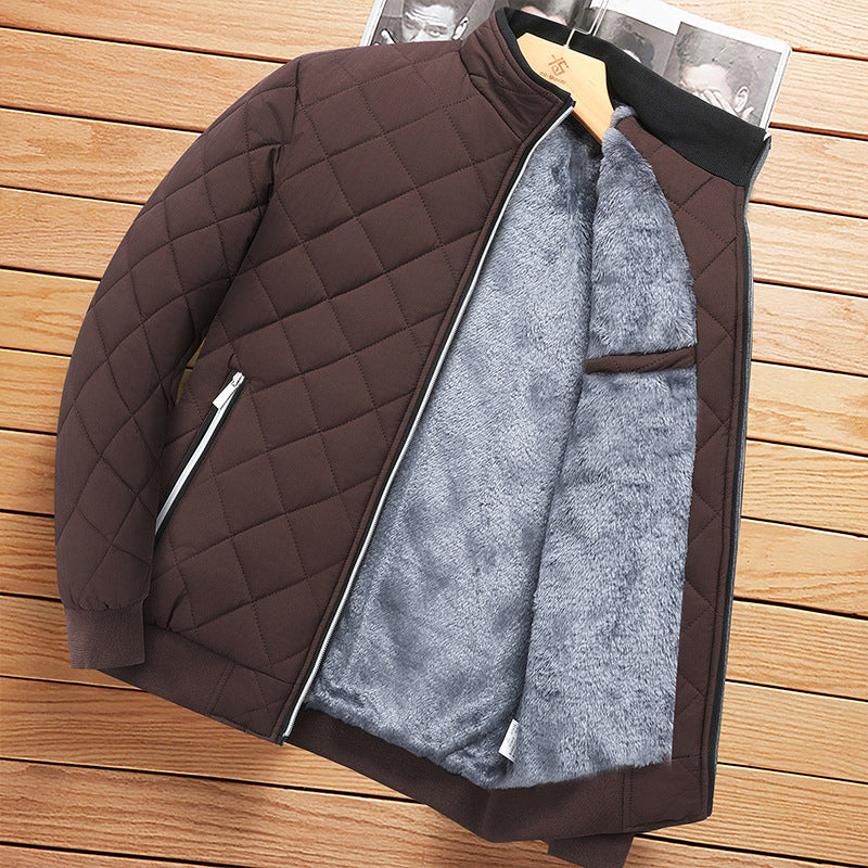 Rautensteppjacke Dunkelbraun – geöffnet mit Innenfutter
