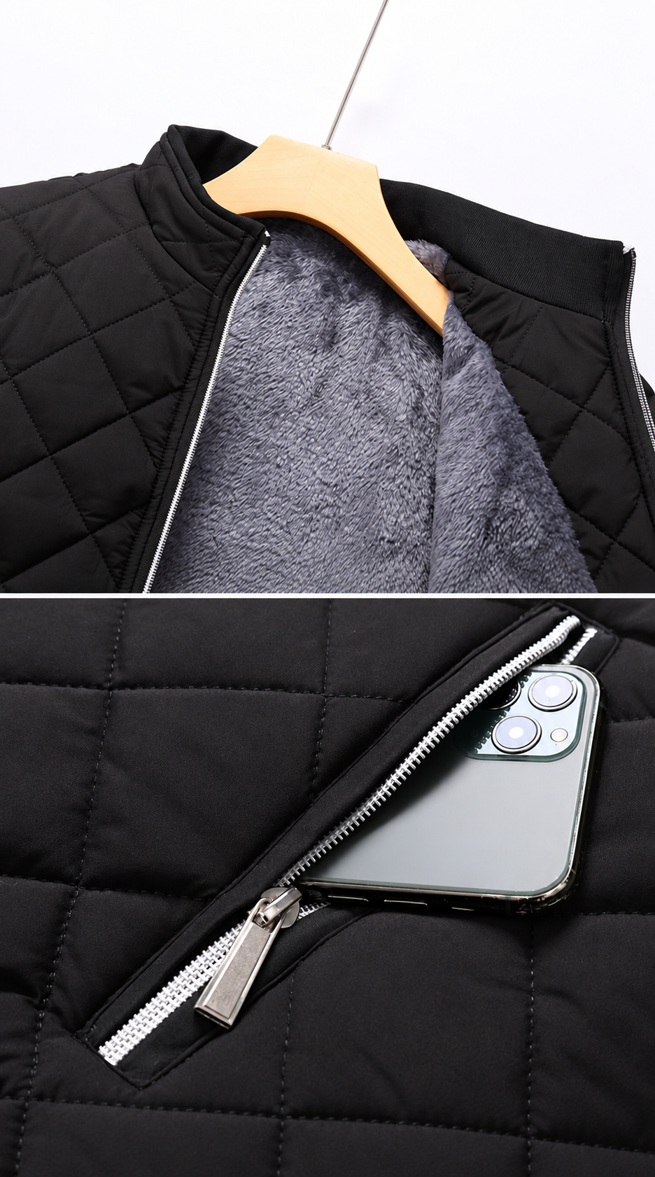 Steppjacke – Kragen und Außentasche
