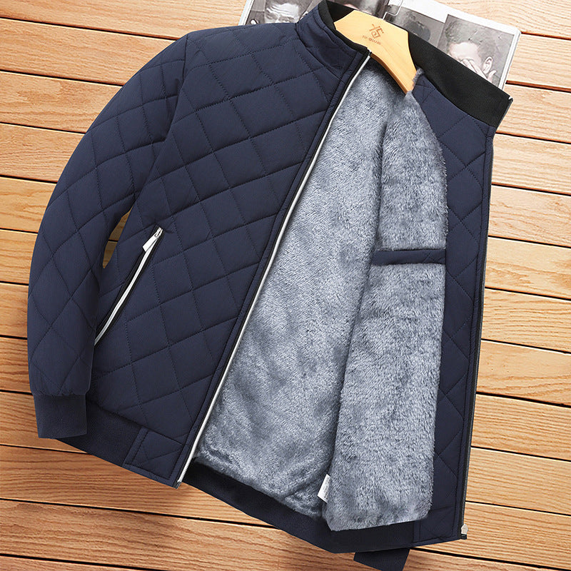 Rautensteppjacke Marineblau – geöffnet mit Innenfutter
